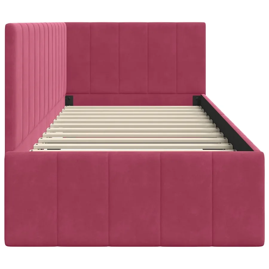 Cadre de lit d'angle Bordeaux 80 cm x 200 cm Velours - 6