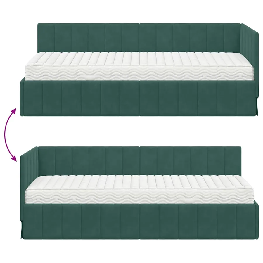 Cadre de lit d'angle avec matelas 2 pcs Vert Velours - 12