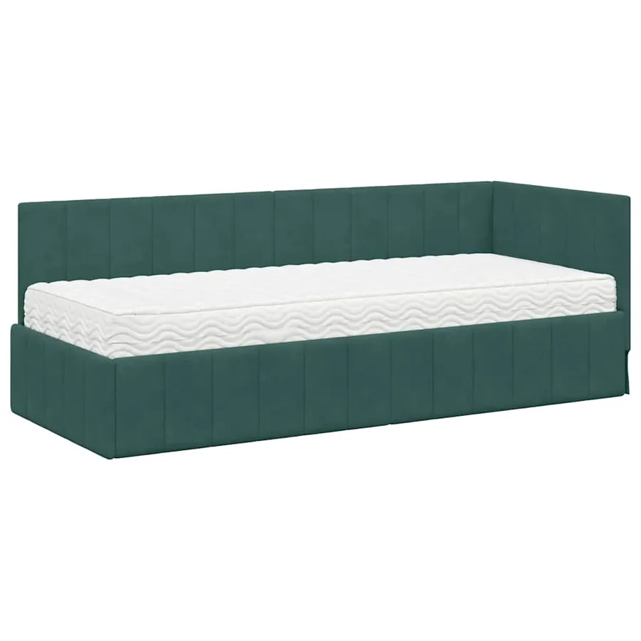 Cadre de lit d'angle avec matelas 2 pcs Vert Velours - 4
