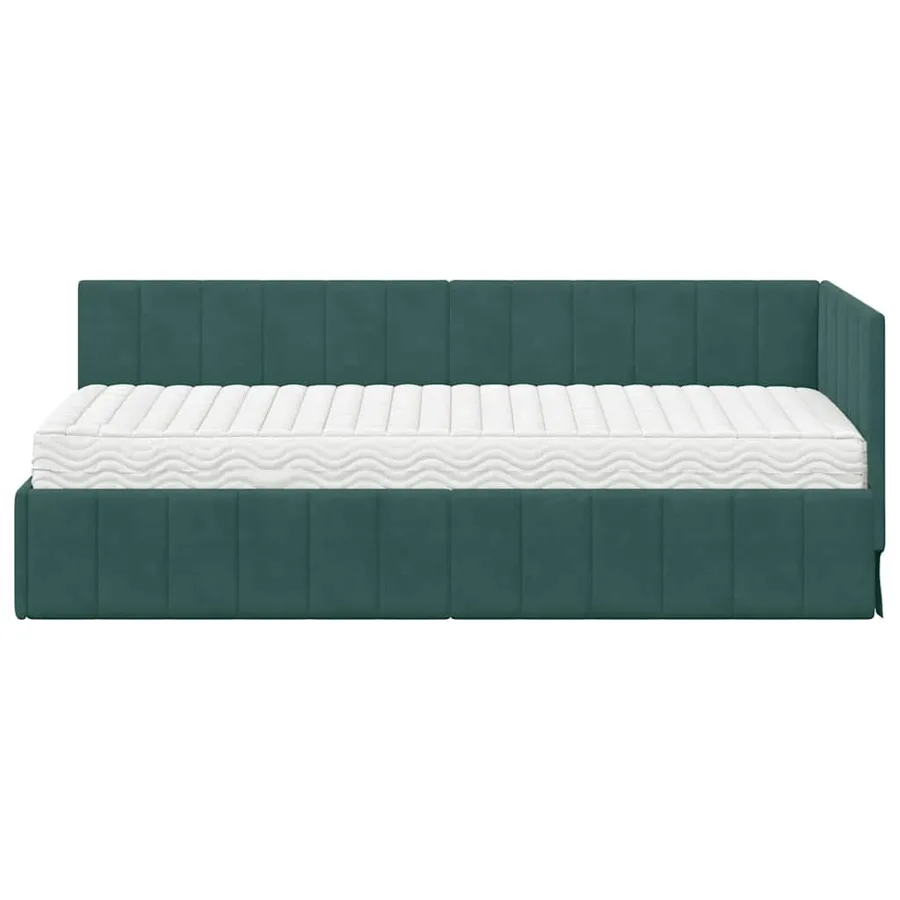 Cadre de lit d'angle avec matelas 2 pcs Vert Velours - 5
