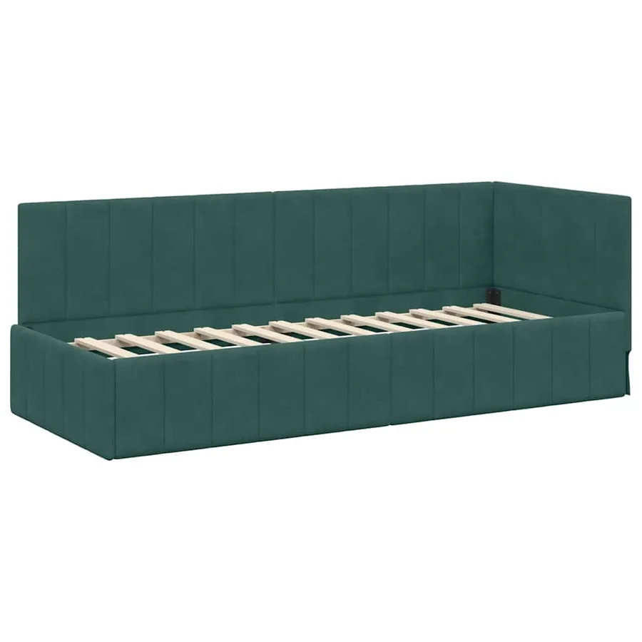 Cadre de lit d'angle avec matelas 2 pcs Vert Velours - 6