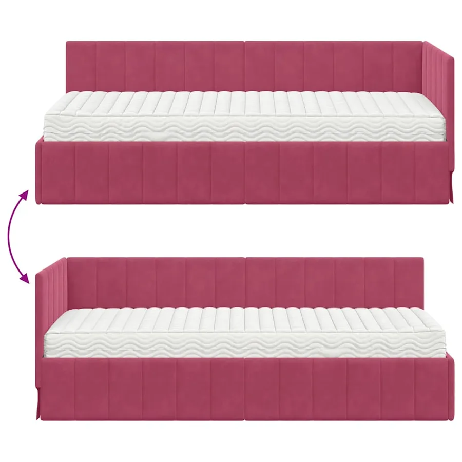Cadre de lit d'angle avec matelas 2 pcs Vert Velours - 12