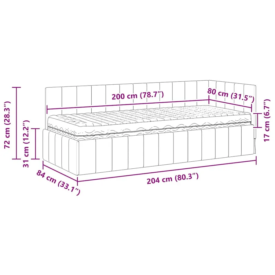 Cadre de lit d'angle avec matelas 2 pcs Vert Velours - 14