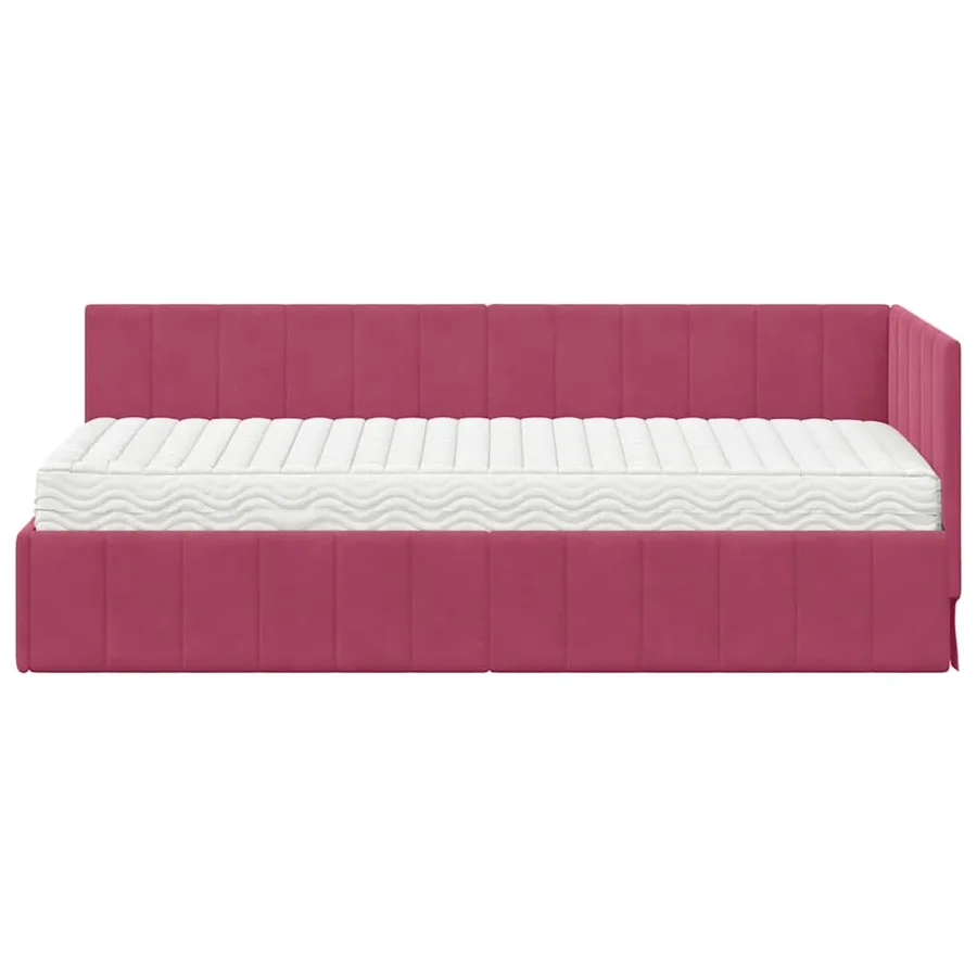 Cadre de lit d'angle avec matelas 2 pcs Vert Velours - 5