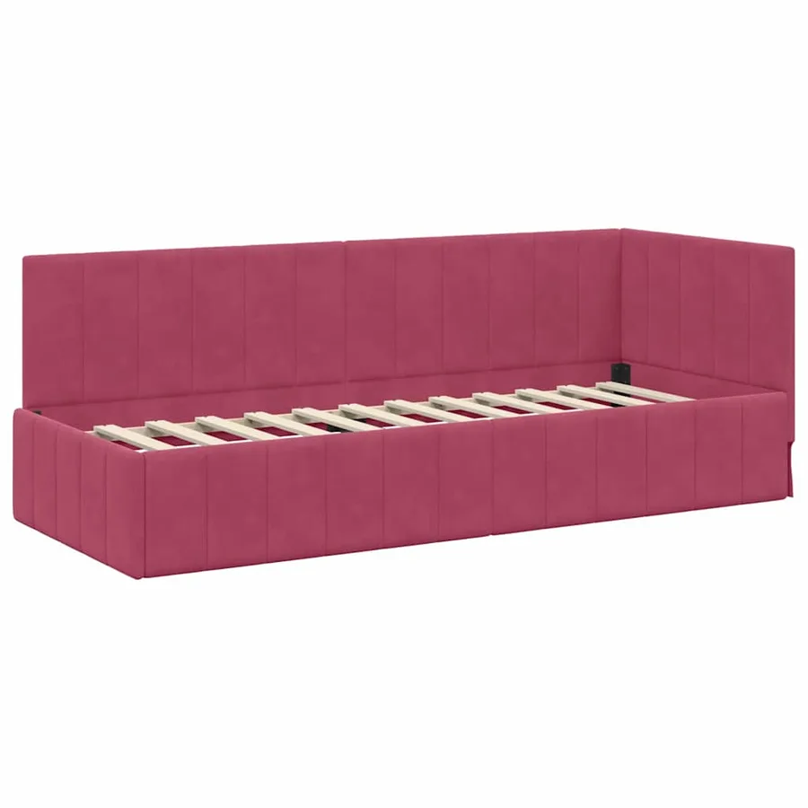 Cadre de lit d'angle avec matelas 2 pcs Vert Velours - 6