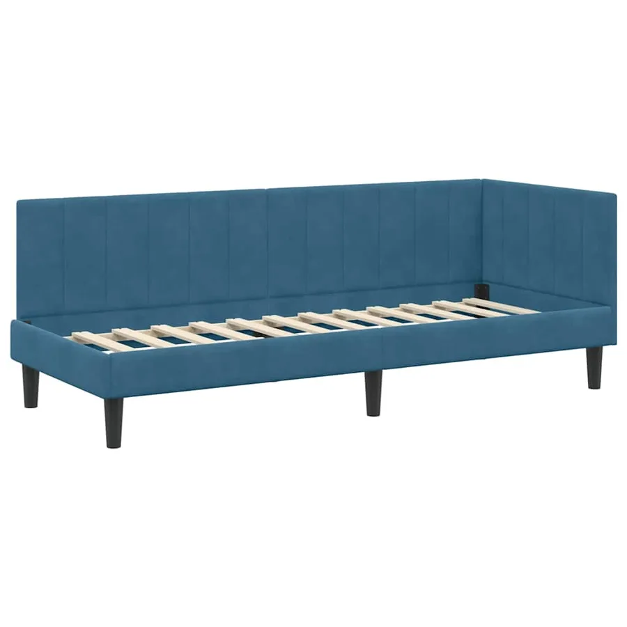 Cadre de lit d'angle avec matelas 2 pcs Bleu Velours - 6