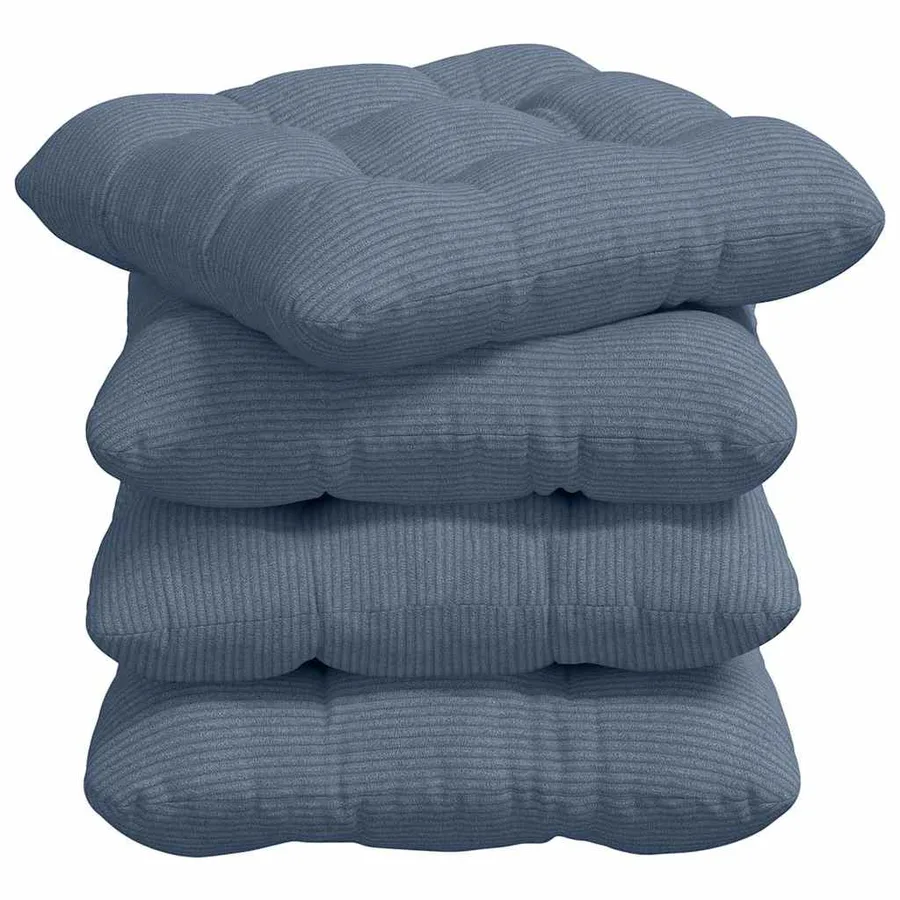 Coussins de siège 4 pcs Bleu 40 x 40 cm Tissu en velours côtelé - 2