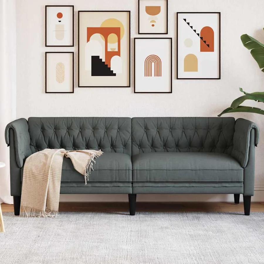 Canapé Gris foncé 201,5 x 74,5 x 74,5 cm Polyester