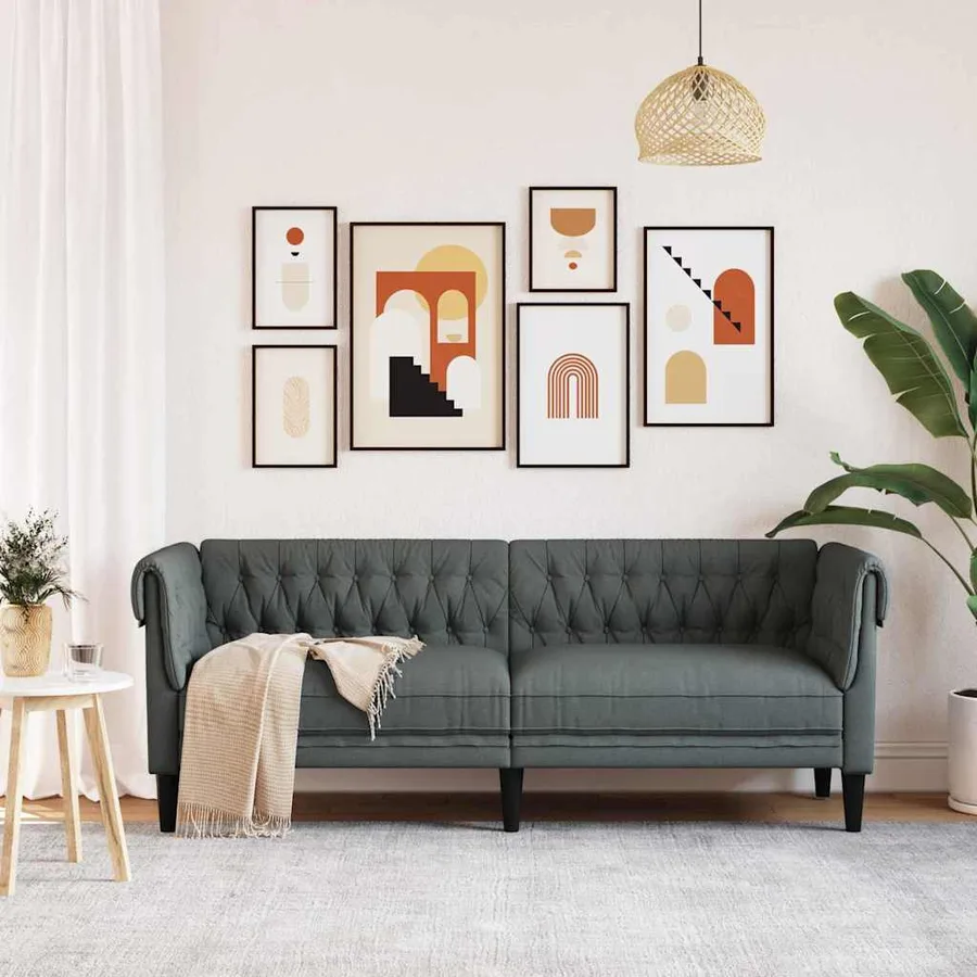 Canapé Gris foncé 201,5 x 74,5 x 74,5 cm Polyester - 3