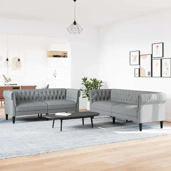 Canapé de salon 2 pcs Gris clair 201,5 x 74,5 x 74,5 cm tissu