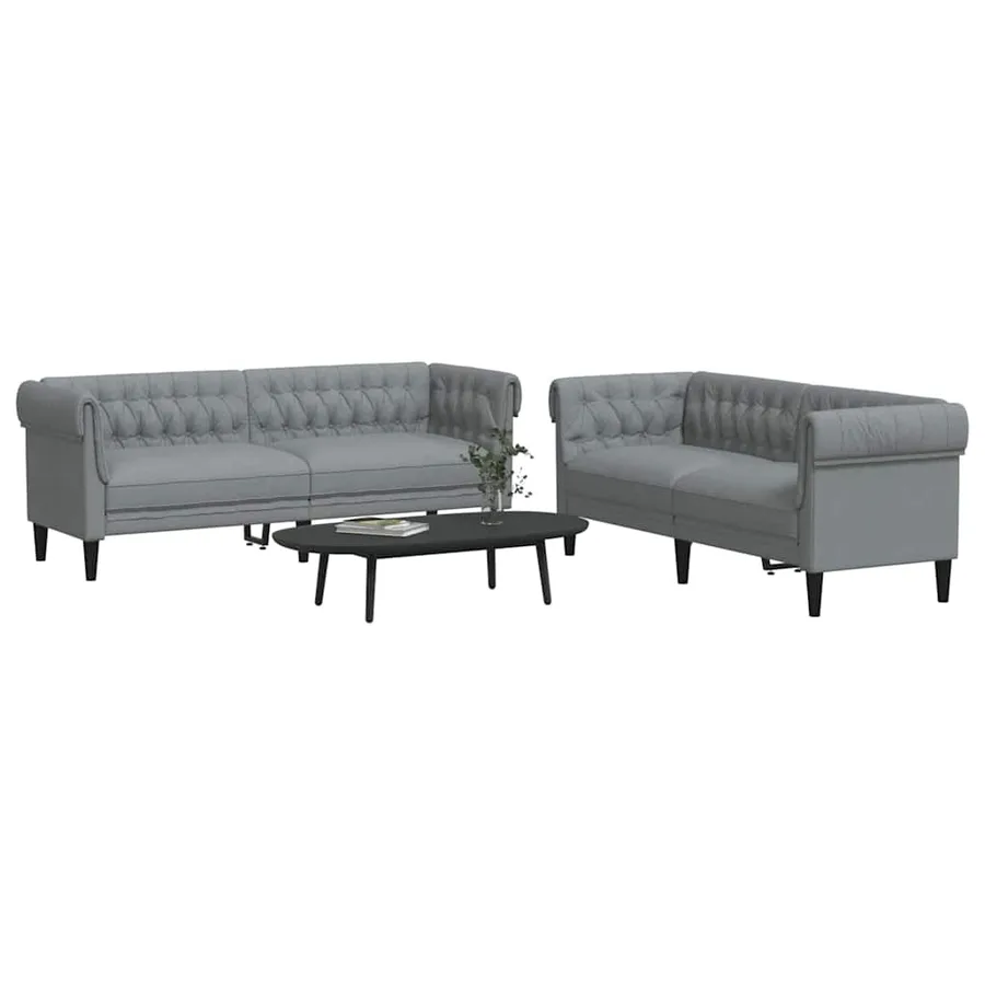 Canapé de salon 2 pcs Gris clair 201,5 x 74,5 x 74,5 cm tissu - 3