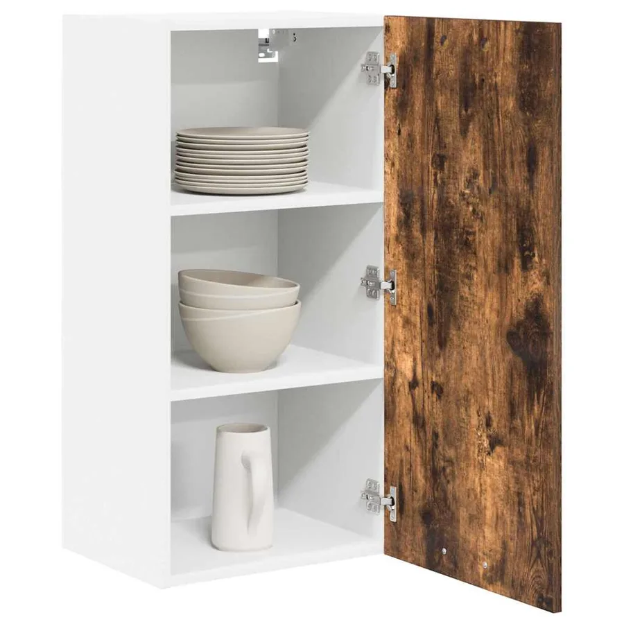 Armoire suspendue Chêne fumé et Blanc 40 x 31 x 80 cm - 3