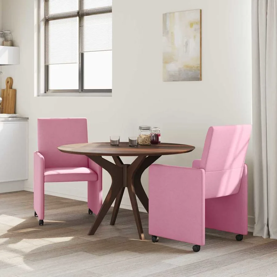 Chaises de Salle à Manger avec Roues 2 pcs Rose 57 x 66 x 94 cm - 3