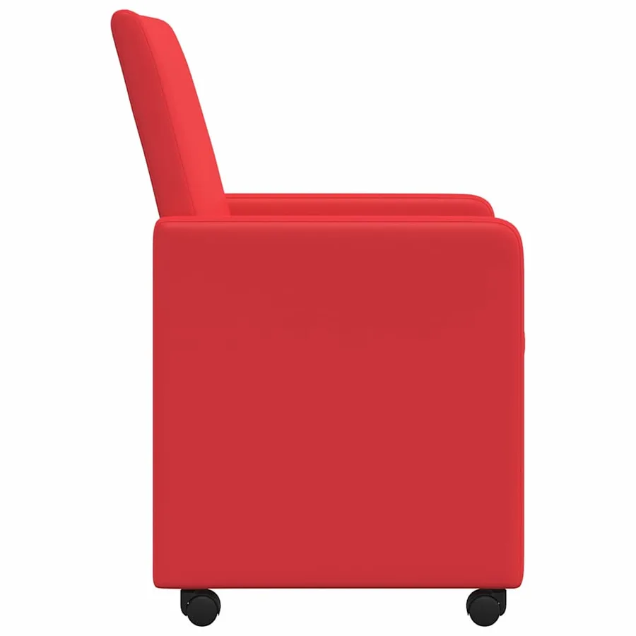 Chaises de Salle à Manger avec Roues 2 pcs Rouge Faux cuir - 5