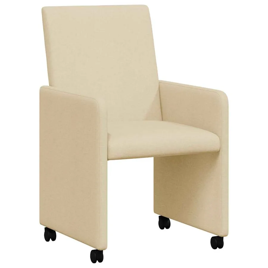 Chaises de Salle à Manger avec Roues 2 pcs Crème tissu - 2