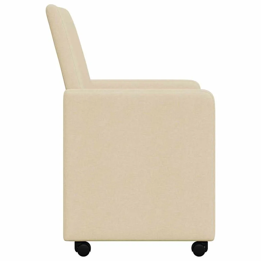 Chaises de Salle à Manger avec Roues 2 pcs Crème tissu - 5