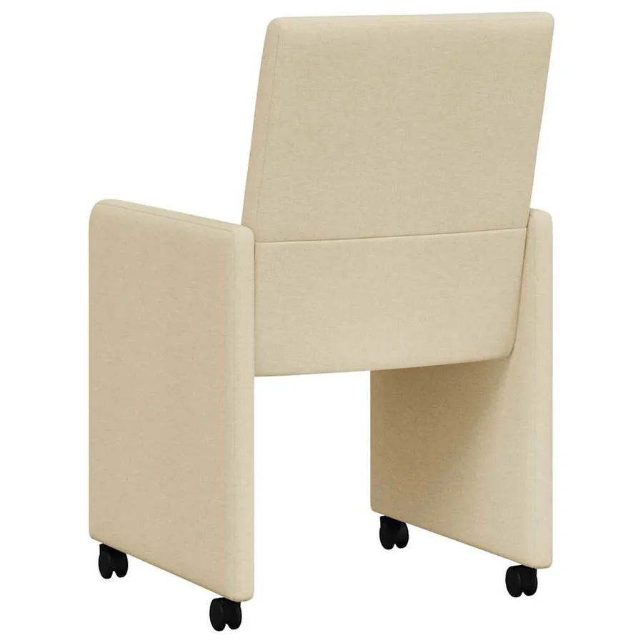 Chaises de Salle à Manger avec Roues 2 pcs Crème tissu - 6