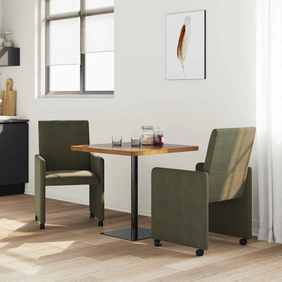 Chaises de Salle à Manger avec Roues 2 pcs Vert armée - 3