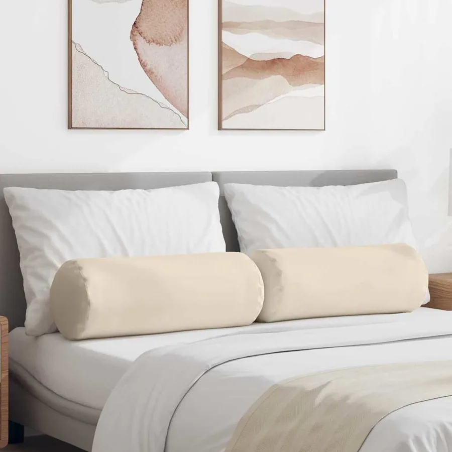 Coussins d'accent 2 pcs Beige Ø 25 x 70 cm Tissu en microfibre
