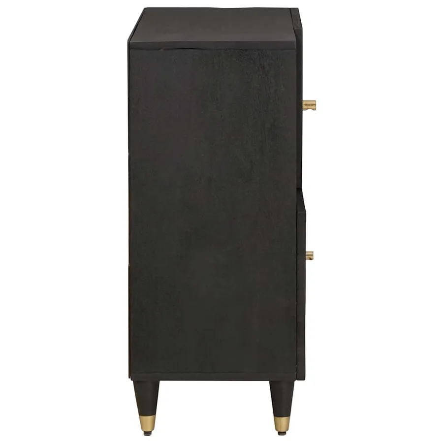 Buffet avec étagère Noir 80 x 33 x 75 cm Bois de mangue massif - 4