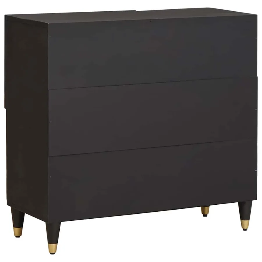 Buffet avec étagère Noir 80 x 33 x 75 cm Bois de mangue massif - 5