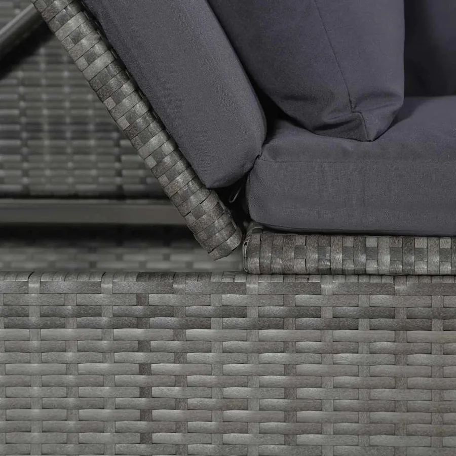 Lit de jardin Gris 200x60 cm Résine tressée - 10
