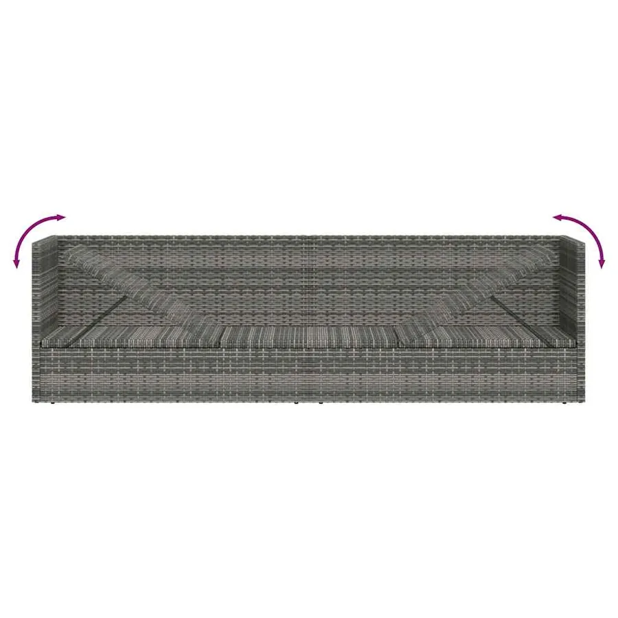 Lit de jardin Gris 200x60 cm Résine tressée - 9
