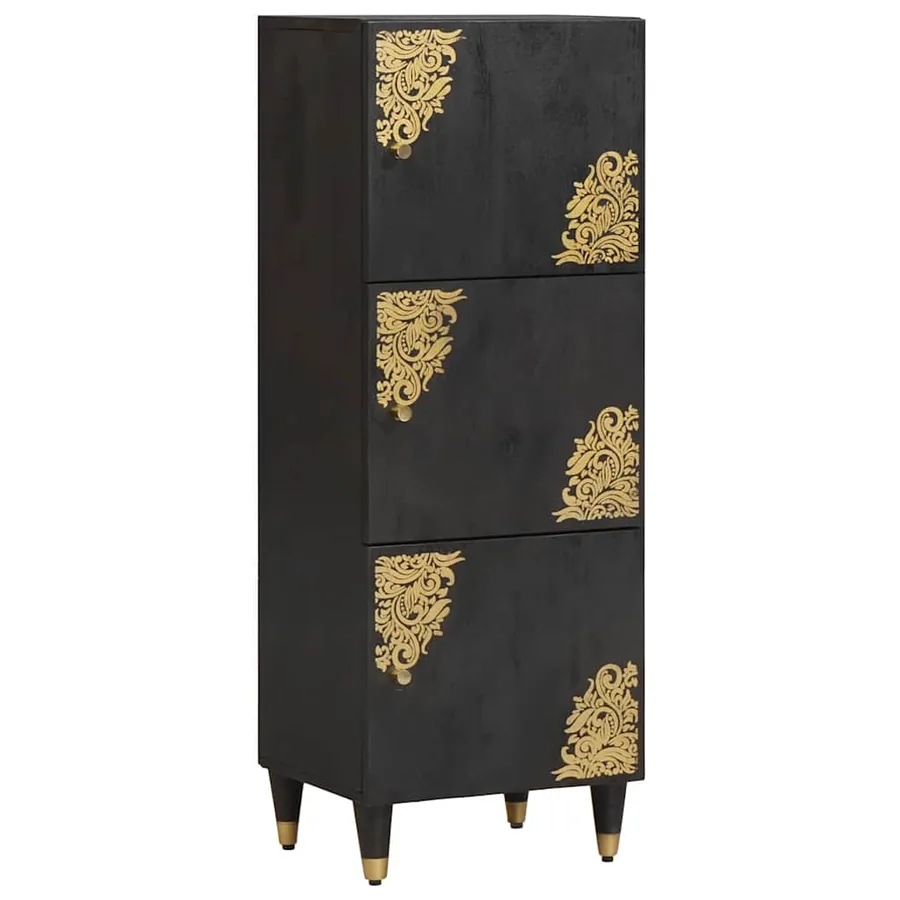 Haut Armoire Noir 40 x 33 x 110 cm Bois de mangue massif