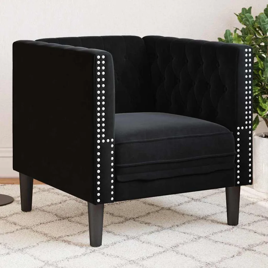 Canapé Noir 74,5 x 71 x 70,5 cm Velours