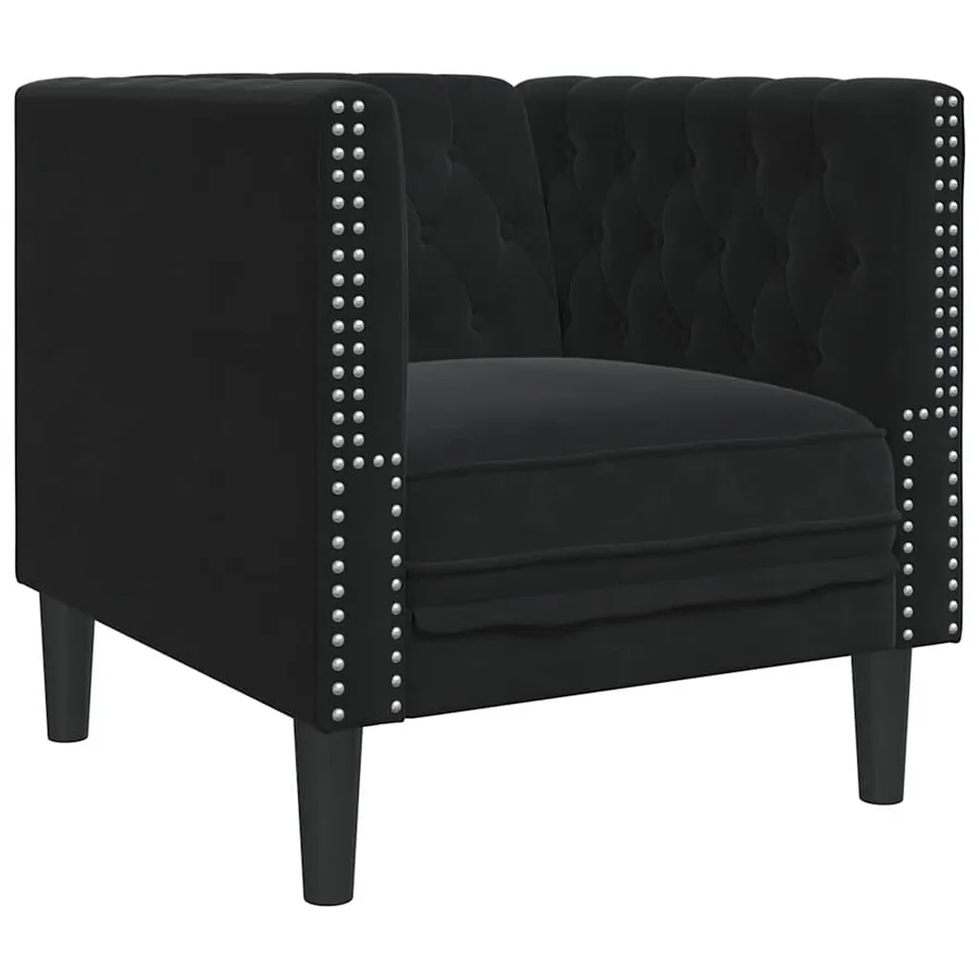 Canapé Noir 74,5 x 71 x 70,5 cm Velours - 2