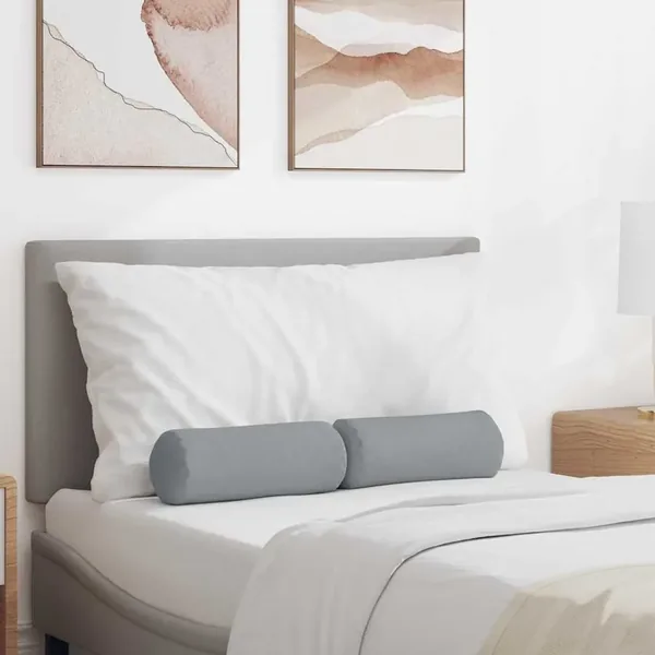 Coussins d'accent 2 pcs Gris clair Ø 15 x 40 cm tissu