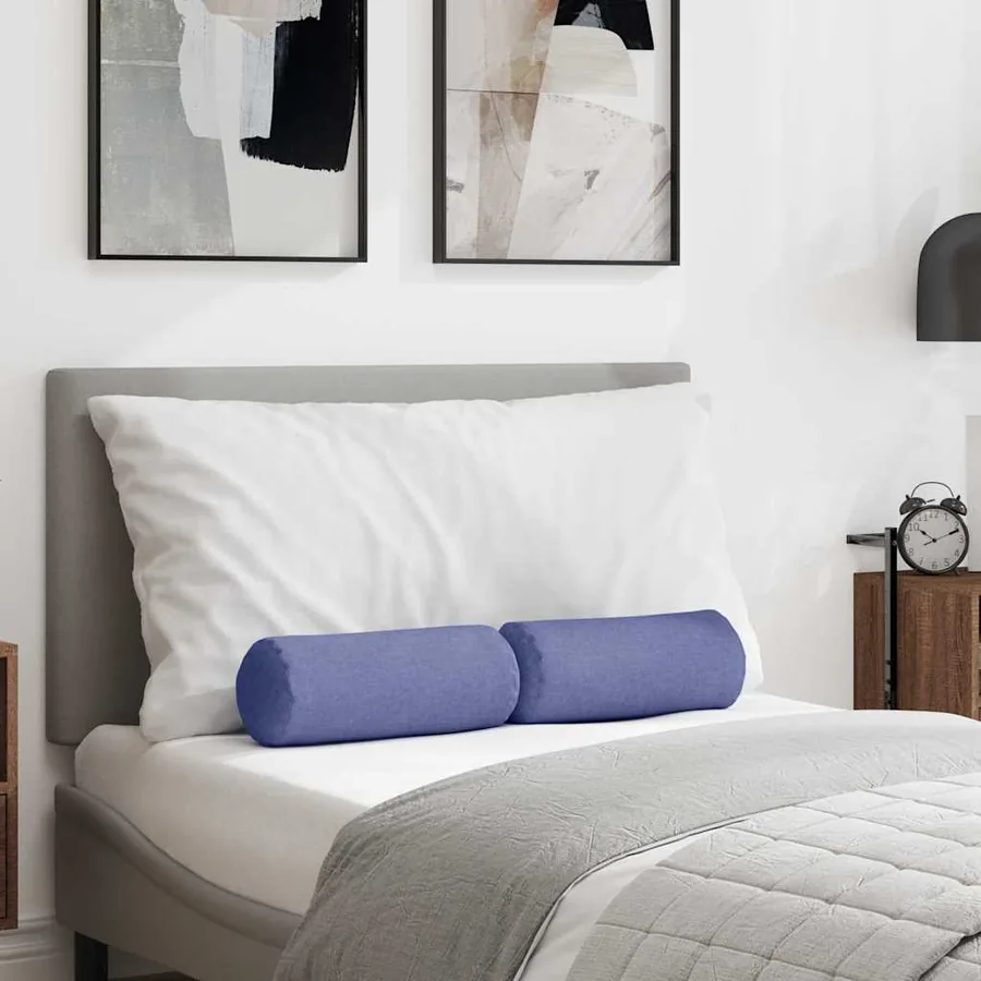Coussins d'accent 2 pcs Bleu denim Ø 15 x 40 cm tissu
