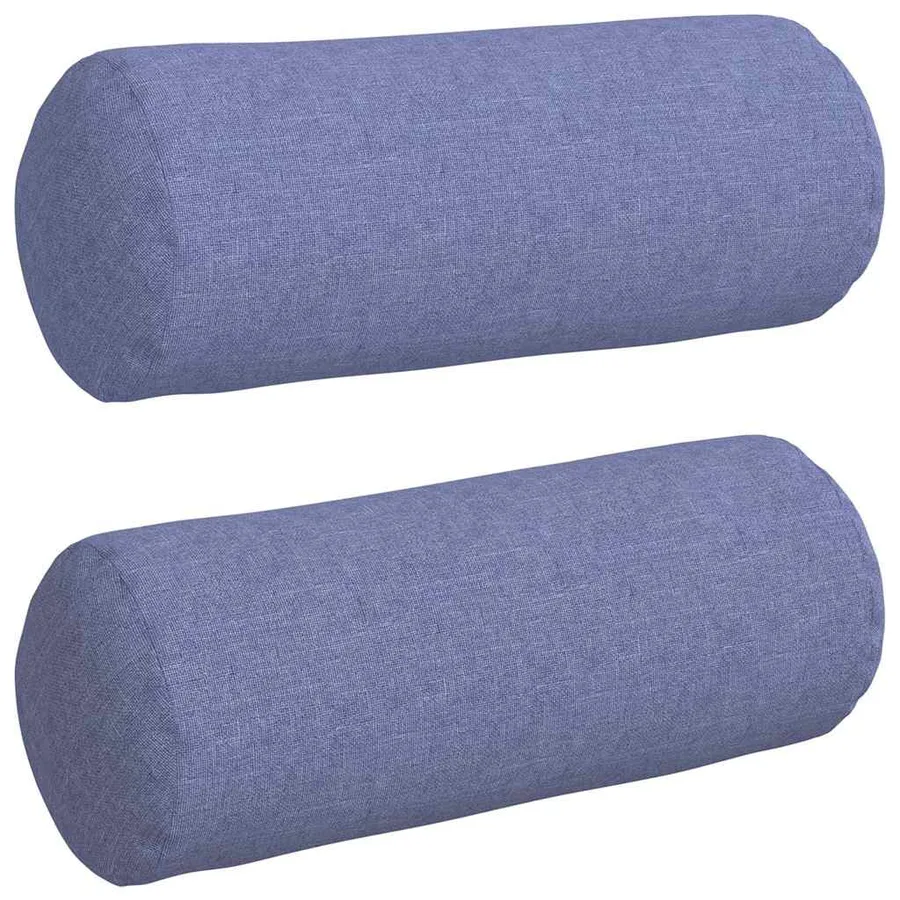Coussins d'accent 2 pcs Bleu denim Ø 15 x 40 cm tissu - 2