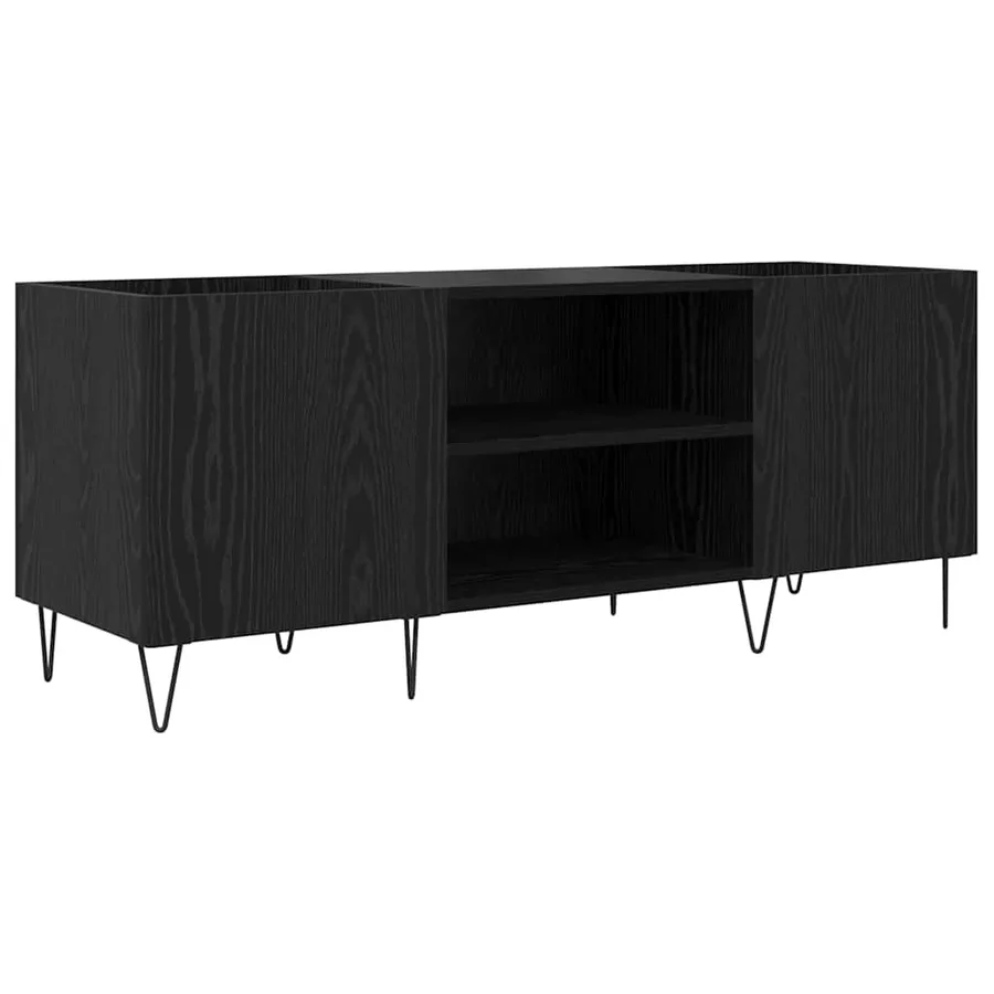 Meuble à vinyles avec étagère Chêne noir 121 x 38 x 48 cm - 2