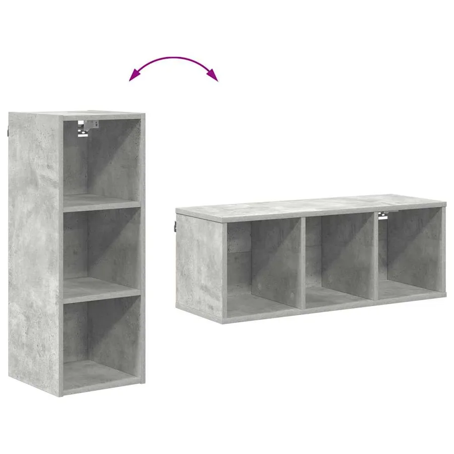 Armoire suspendue avec stockage Gris béton 30 x 29,5 x 80 cm - 10