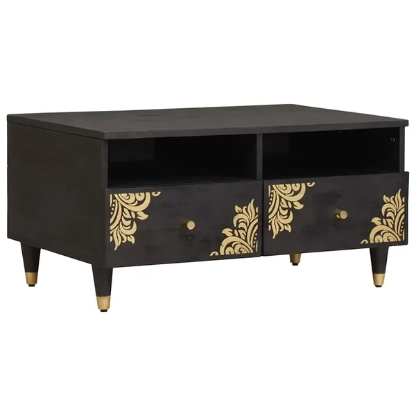 Table basse Noir 80 x 54 x 40 cm Bois de mangue massif