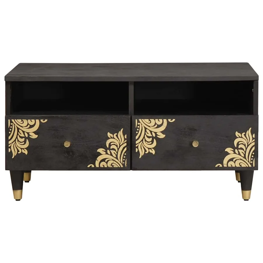 Table basse Noir 80 x 54 x 40 cm Bois de mangue massif - 3