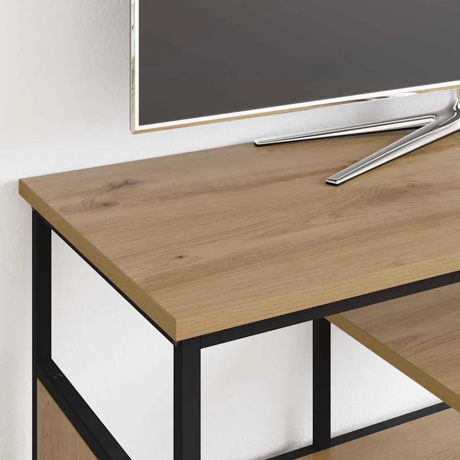 Meuble TV 100 x 35 x 45 cm Chêne artisanal - 4