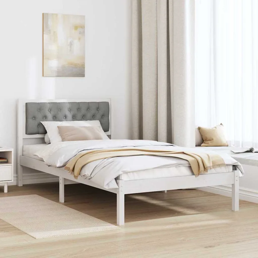 Cadre de lit Gris clair 100 x 200 cm Pin massif - 4