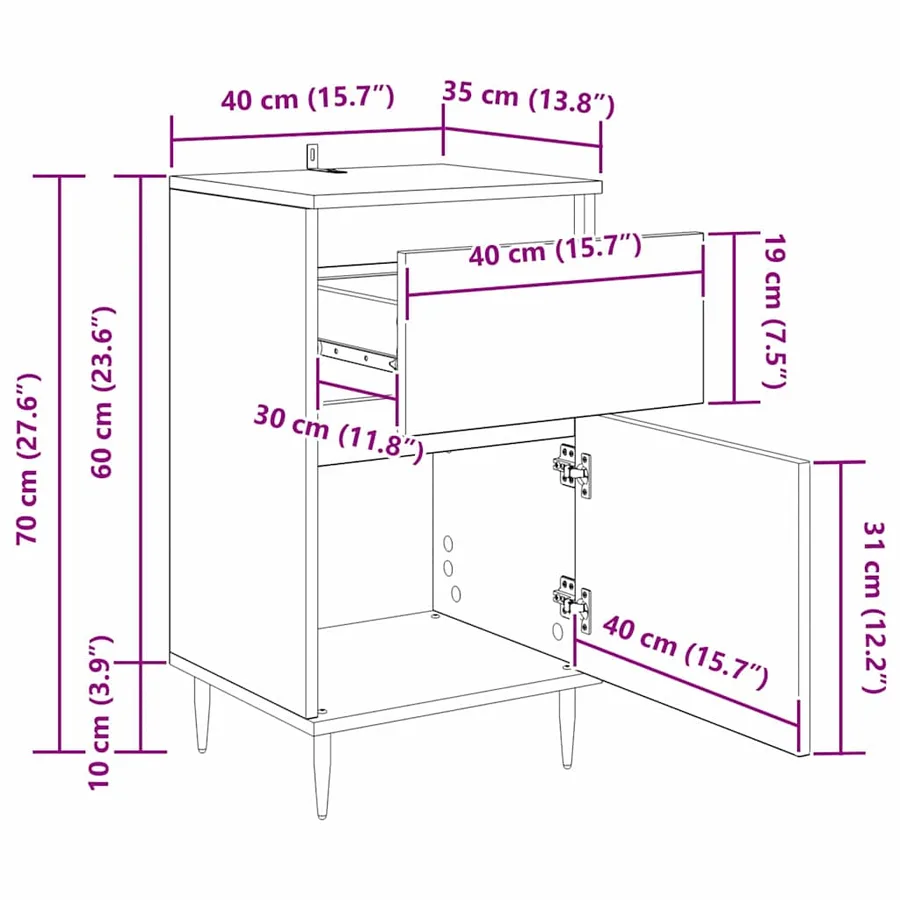 Buffet Chêne artisanal 40 x 35 x 70 cm Bois d'ingénierie et fer - 17