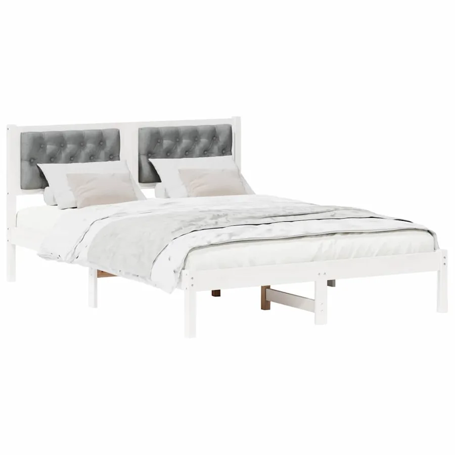 Cadre de lit Gris clair 150 x 200 cm Pin massif - 3