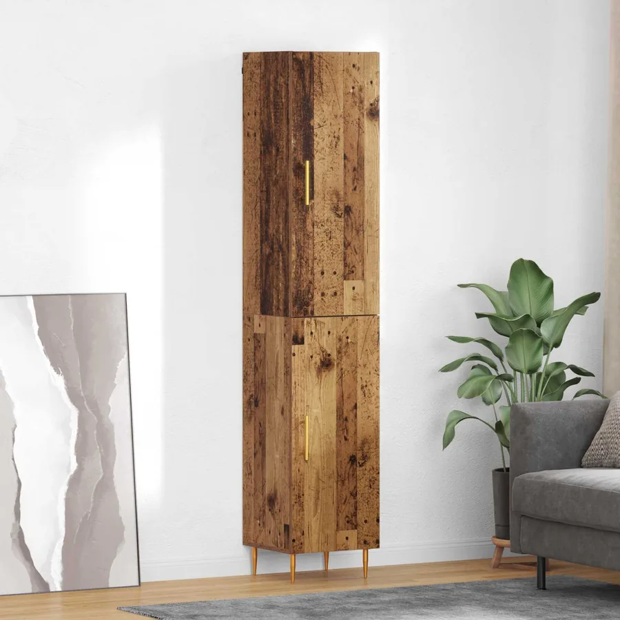 Haut Armoire 2 pcs Bois Ancien Bois d'ingénierie