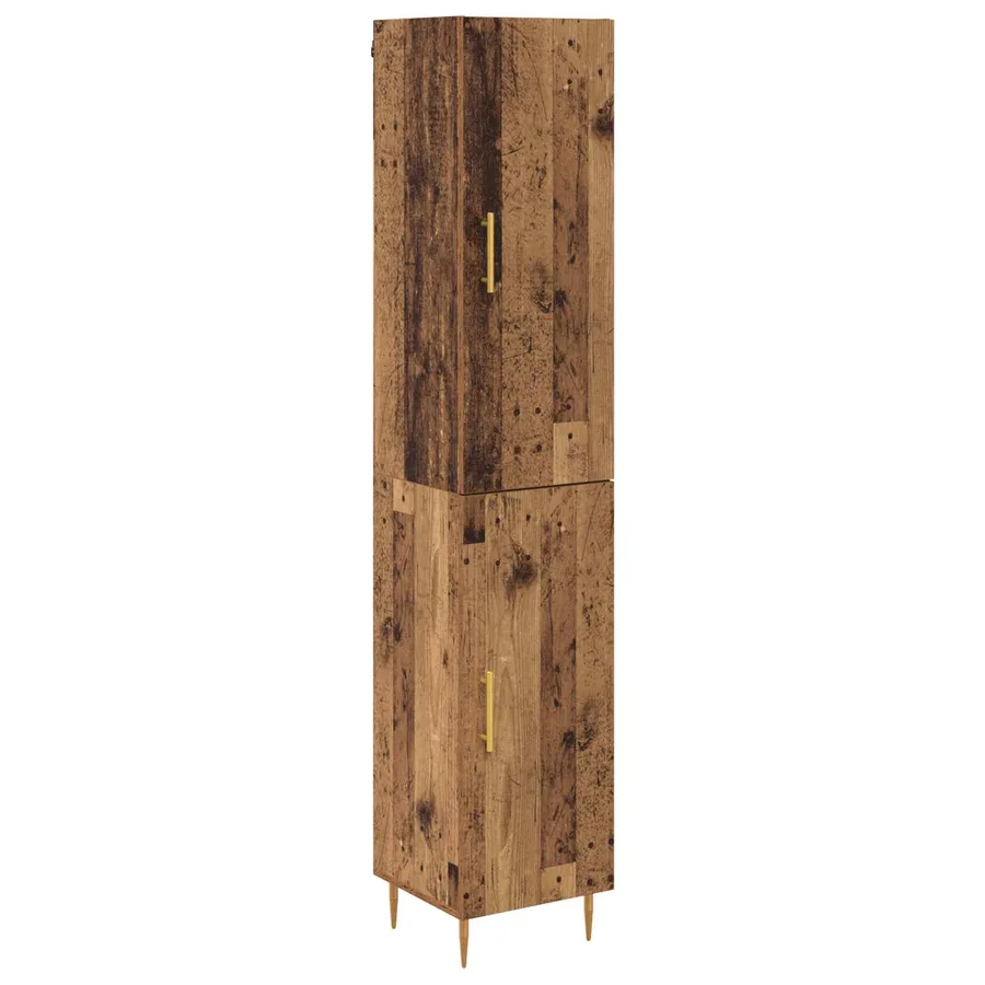Haut Armoire 2 pcs Bois Ancien Bois d'ingénierie - 2
