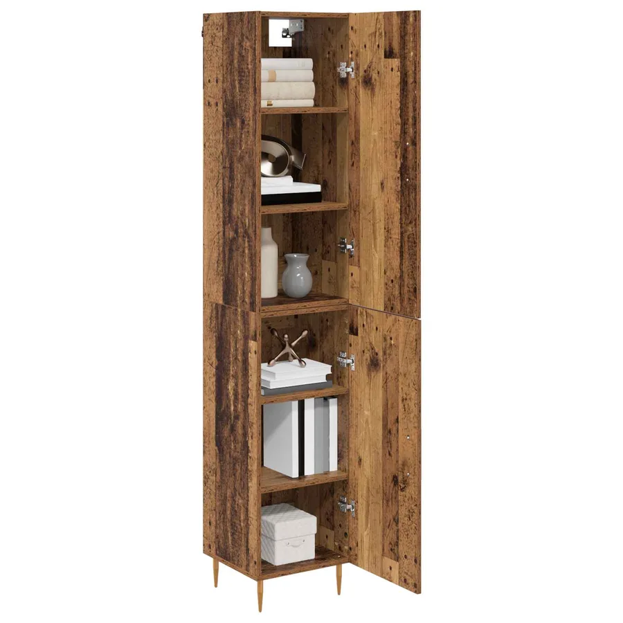 Haut Armoire 2 pcs Bois Ancien Bois d'ingénierie - 3