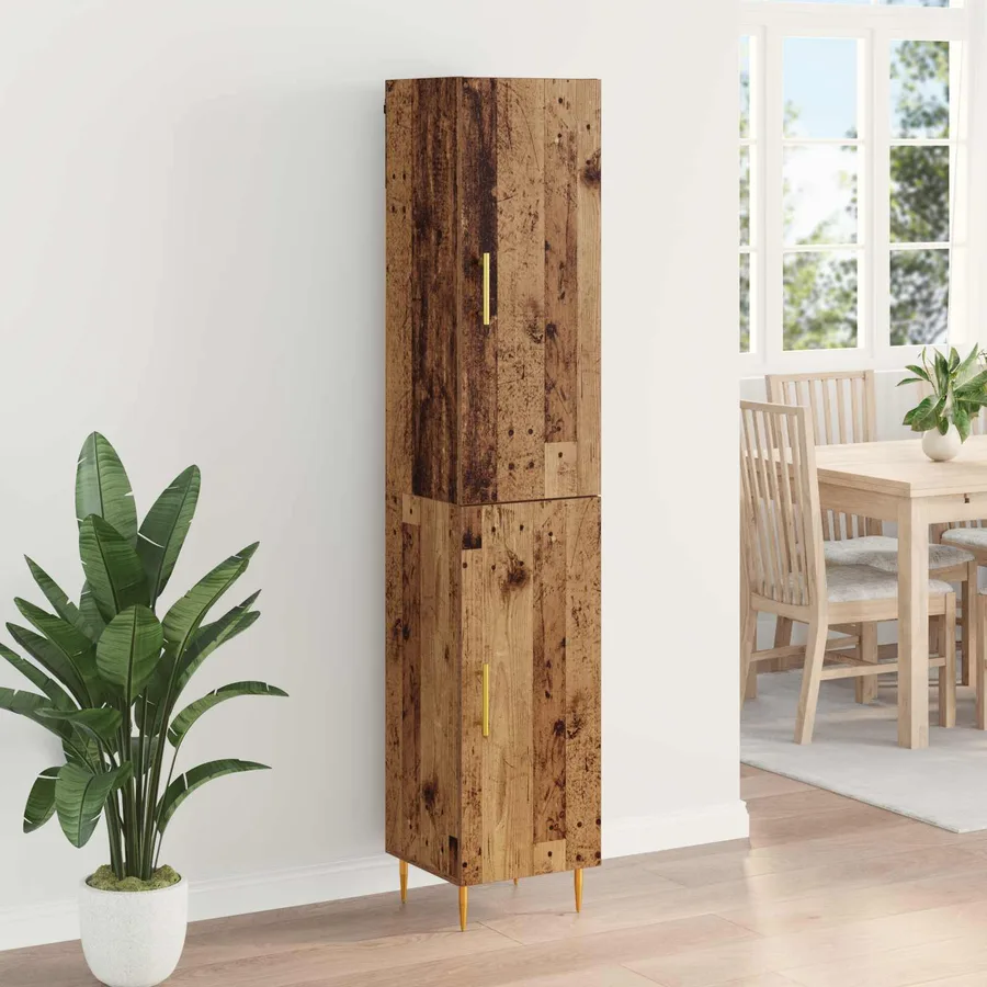 Haut Armoire 2 pcs Bois Ancien Bois d'ingénierie - 4