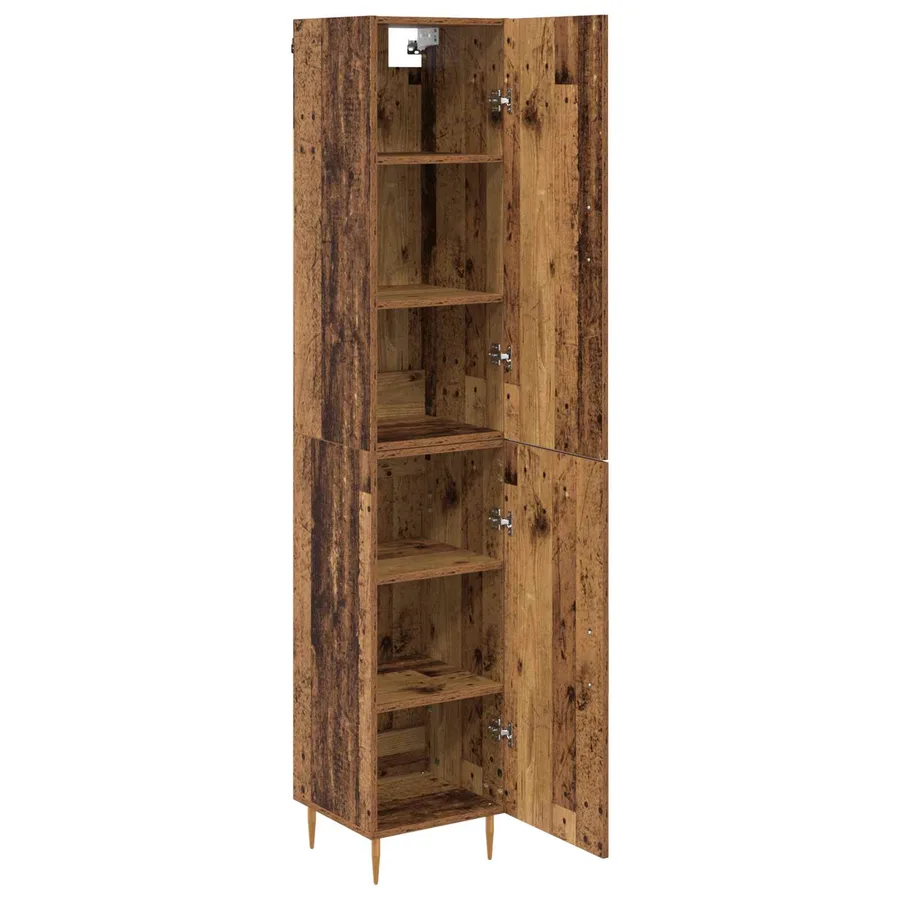 Haut Armoire 2 pcs Bois Ancien Bois d'ingénierie - 5