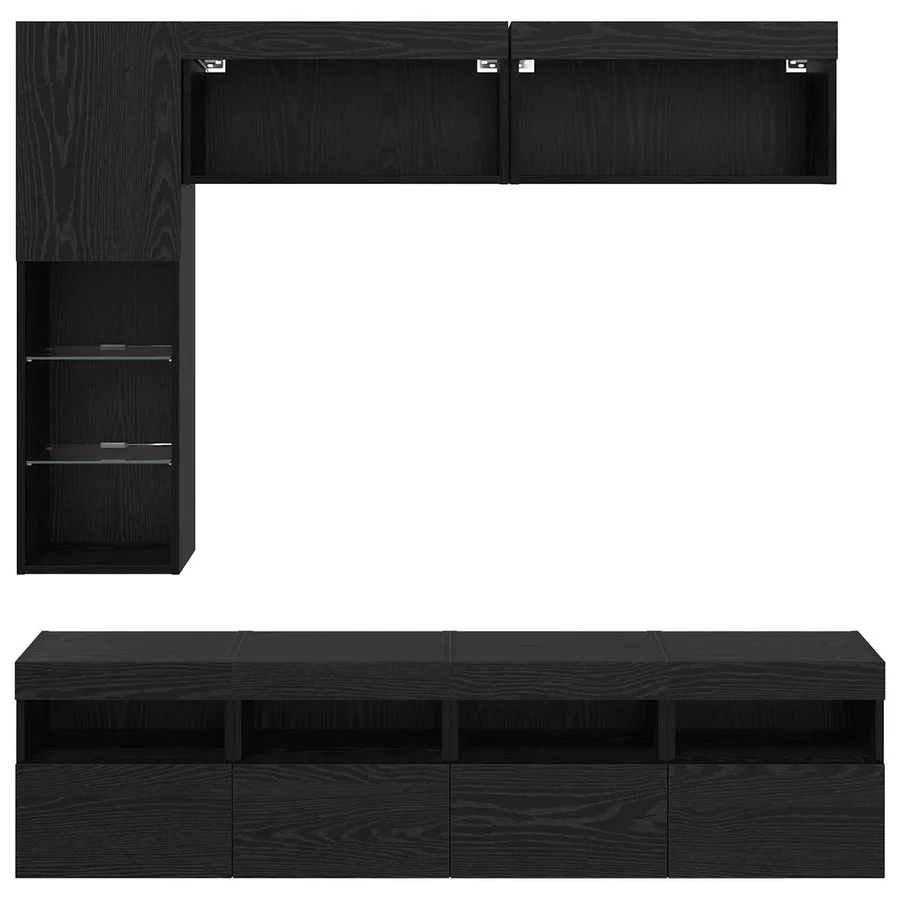 Meuble TV avec LED 7 pcs Chêne noir Bois d'ingénierie - 8