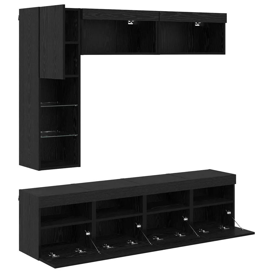 Meuble TV avec LED 7 pcs Chêne noir Bois d'ingénierie - 9