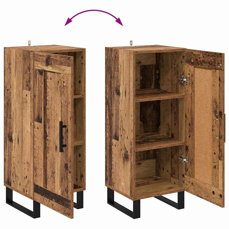 Buffet Bois Ancien 34,5 x 34 x 90 cm Bois d'ingénierie et fer - 12