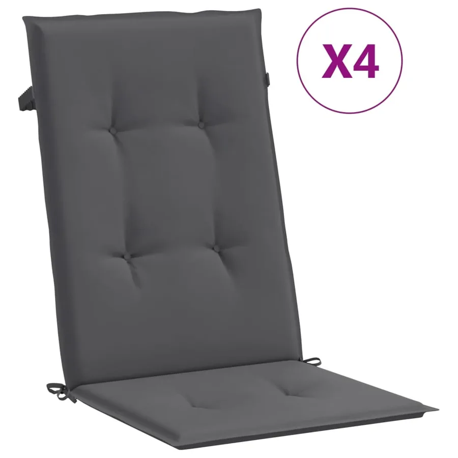 Coussins de chaise de jardin à dossier haut lot de 4 anthracite - 2